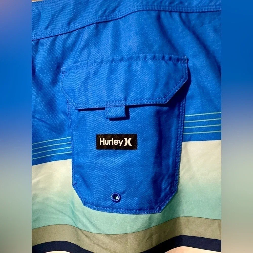 Hurley Blue/White Pleasure Point Board Swim Shorts Trunks